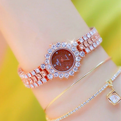 BS Bee Sister FA1580 Sparkling Full Diamond Watch Temperament Women Chain Watch(Rose Coffee) - Alloy Watches by BS Bee Sister | Online Shopping South Africa | PMC Jewellery | Buy Now Pay Later Mobicred