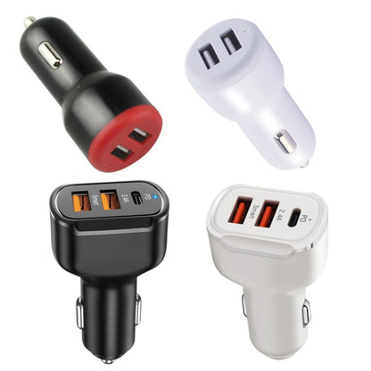 2PCS PD+2.4A Dual USB Car Charger, Style: 3 Ports (Black) - Car Charger by PMC Jewellery | Online Shopping South Africa | PMC Jewellery