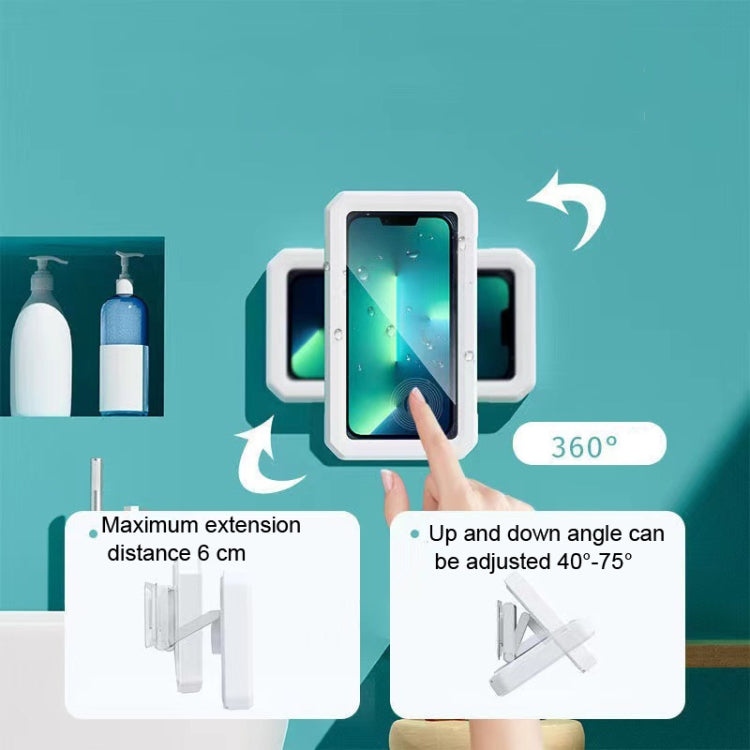 Retractable Rotating Bathroom Water-resistant Mobile Phone Box Wall Mount Mobile Phone Holder(White) - Hand-Sticking Bracket by PMC TechLife | Online Shopping South Africa | PMC TechLife