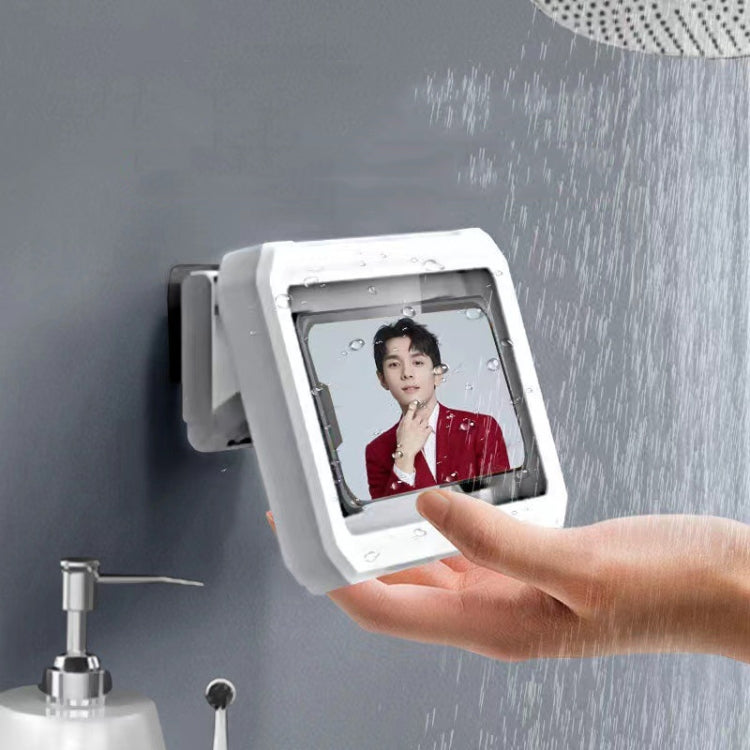 Retractable Rotating Bathroom Water-resistant Mobile Phone Box Wall Mount Mobile Phone Holder(White) - Hand-Sticking Bracket by PMC TechLife | Online Shopping South Africa | PMC TechLife