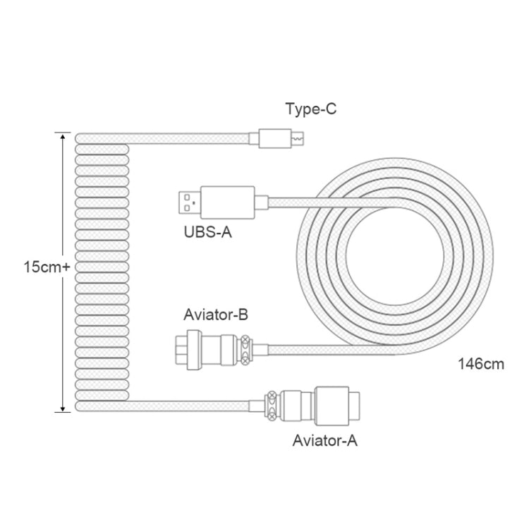 Mechanical Keyboard Spring Cable Gold-plated Aerial Plug(Black) - free shipping - PMC TechLife - Order now!