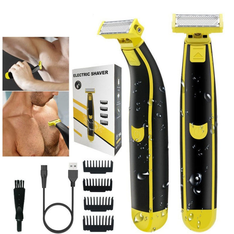 Electric Razor Portable USB Rechargeable Men Shaver(Yellow Black) - Electric Shavers by PMC Jewellery | Online Shopping South Africa | PMC Jewellery