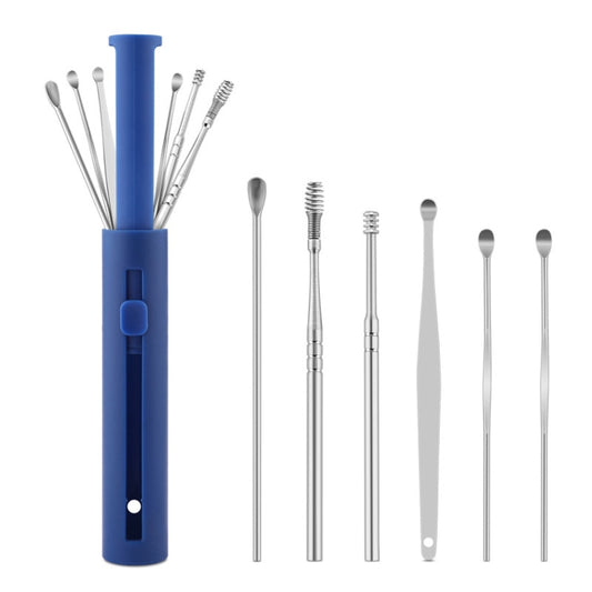 2 Packs Push-Pull Cylinder Storage Ear Scoop Set, Specification: 6 PCS/Set Blue - Ear Care Tools by PMC Jewellery | Online Shopping South Africa | PMC Jewellery