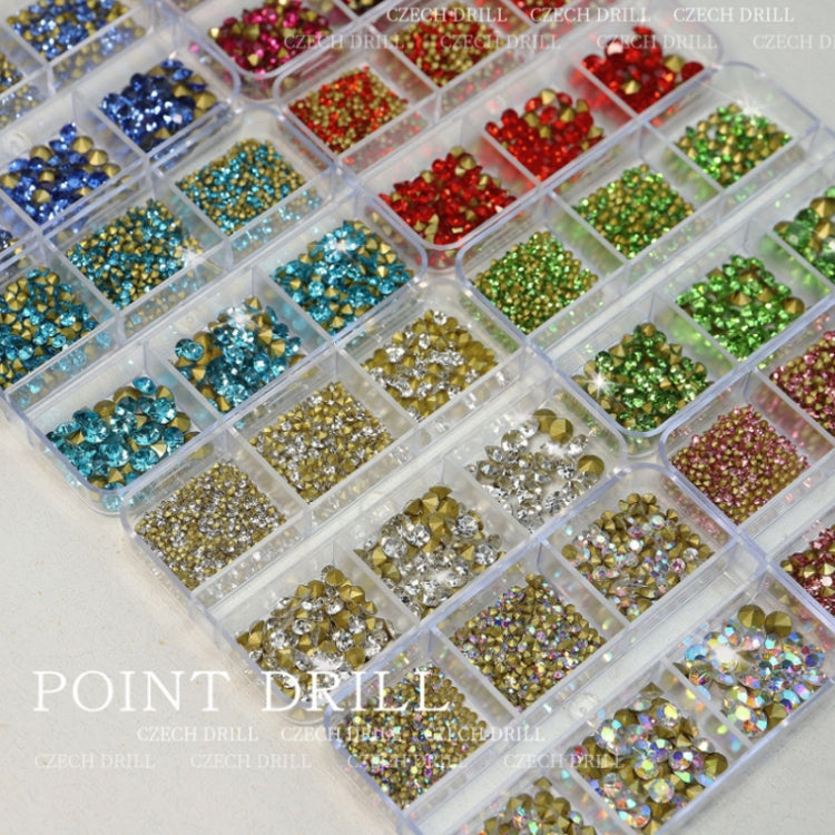 2 Sets Nail Art 6 Grid Pointed Bottom Diamond Nail Jewelry, Specification: 06 Light Pink - Nail Stickers by PMC TechLife | Online Shopping South Africa | PMC TechLife | Buy Now Pay Later Mobicred