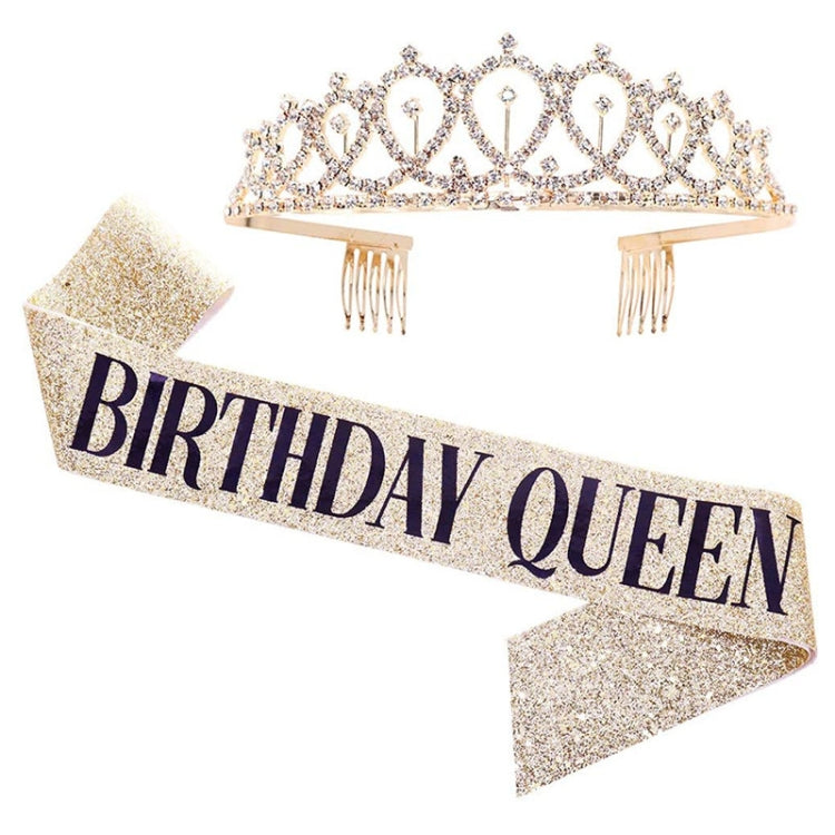 WM-02 Crystal Diamond Birthday Party Wedding Updo Crown, Color: Gold Queen - Head Bands by PMC Jewellery | Online Shopping South Africa | PMC Jewellery