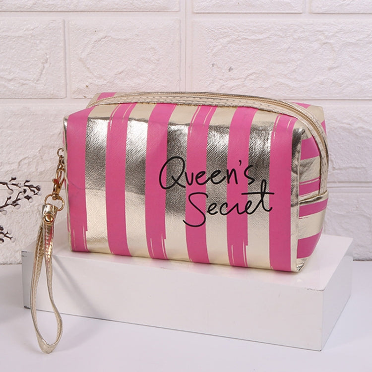 Multifunctional Striped PU Waterproof Cosmetic Toiletry Bag(Rose Red) - Storage Boxes by PMC Jewellery | Online Shopping South Africa | PMC Jewellery