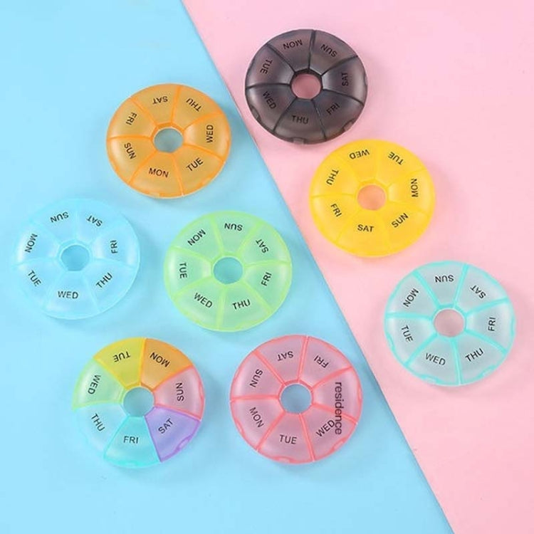 2 PCS Round 7 Days Rainbow Color Portable Pill Box Plastic Seven Grid(Light Yellow) - Pill Boxes by PMC Jewellery | Online Shopping South Africa | PMC Jewellery