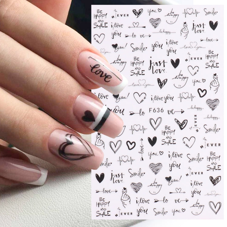 10 PCS Cartoon Heart Letters Comic Character Nail Art Sticker 3D Adhesive Nail Stickers(F106) - Nail Stickers by PMC Jewellery | Online Shopping South Africa | PMC Jewellery