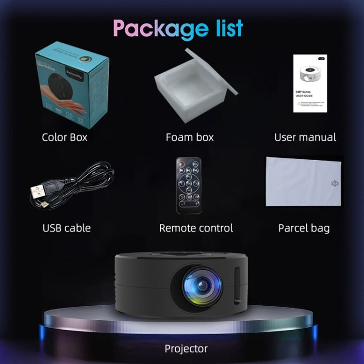 YT200 320 X 180P LED HD Mini Projector USB Powered Support Wired Connection Phone Screen(Black) - Mini Projector by PMC TechLife | Online Shopping South Africa | PMC TechLife