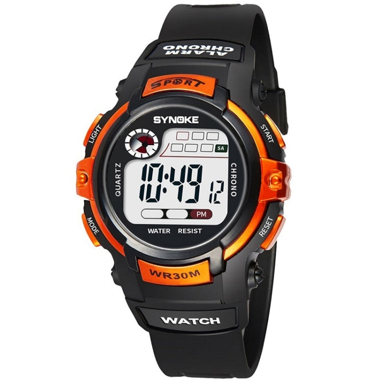 SYNOKE 99569 Children LCD Luminous Waterproof Electronic Sports Watch(Black Orange) - LED Digital Watches by SYNOKE | Online Shopping South Africa | PMC Jewellery | Buy Now Pay Later Mobicred