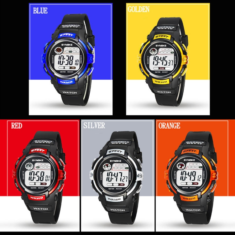 SYNOKE 99569 Children LCD Luminous Waterproof Electronic Sports Watch(Black Gold) - LED Digital Watches by SYNOKE | Online Shopping South Africa | PMC Jewellery | Buy Now Pay Later Mobicred