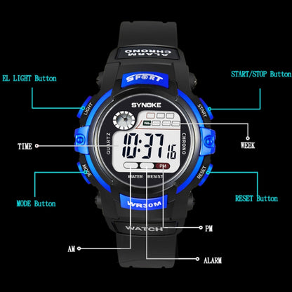 SYNOKE 99569 Children LCD Luminous Waterproof Electronic Sports Watch(Black Gold) - LED Digital Watches by SYNOKE | Online Shopping South Africa | PMC Jewellery | Buy Now Pay Later Mobicred