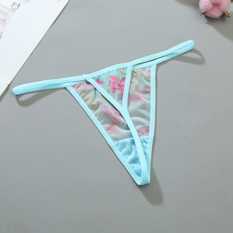 661 Mesh Thong Women Printed Sexy Low Waist Panties, Size: L(Light Blue) - Ladies Underwear by PMC Jewellery | Online Shopping South Africa | PMC Jewellery