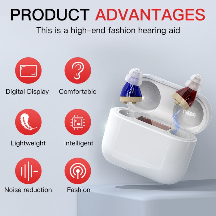 GM-912 Digital Hearing Aid Sound Amplifier With Digital Display Charging Compartment(Red Blue) - Hearing Aids by PMC Jewellery | Online Shopping South Africa | PMC Jewellery