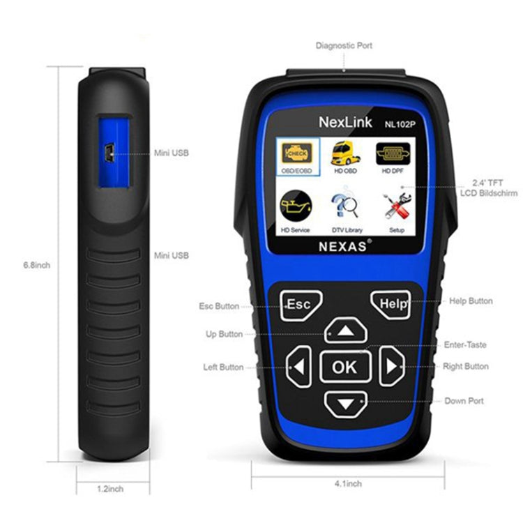 NexLink NL102P Diesel Mechanical Heavy Truck Car 2 In 1 Car Scanner OBD2 Detection - Electronic Test by NexLink | Online Shopping South Africa | PMC Jewellery