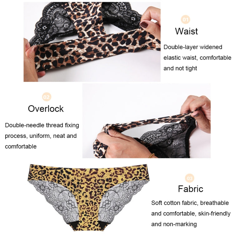 606 3pcs Sexy Lace One-piece Perspective Low-waist Ladies Underwear, Size: L(Leopard) - Ladies Underwear by PMC Jewellery | Online Shopping South Africa | PMC Jewellery