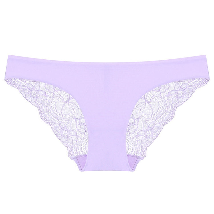 606 3pcs Sexy Lace One-piece Perspective Low-waist Ladies Underwear, Size: XXL(Light Purple) - Ladies Underwear by PMC Jewellery | Online Shopping South Africa | PMC Jewellery