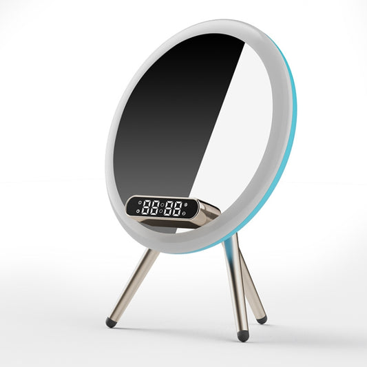 Q6 Smart Clock Display Bluetooth Speaker Fill Light Makeup Mirror with Wireless Charger(Blue) - Mirror by PMC Jewellery | Online Shopping South Africa | PMC Jewellery