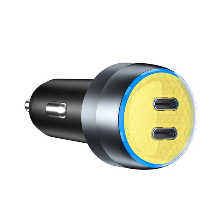 IBD355-2C PD20W+PD20W Smart Car Mobile Phone Charger(Yellow) - Car Charger by PMC Jewellery | Online Shopping South Africa | PMC Jewellery