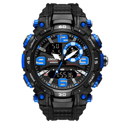 SMAEL 1921 Men Dual Movement Sports Watch Multifunctional Time Night Light Alarm Student Wrist Watch(Black Blue) - LED Digital Watches by SMAEL | Online Shopping South Africa | PMC Jewellery | Buy Now Pay Later Mobicred