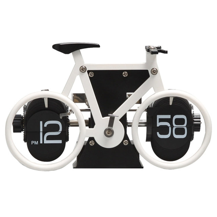 HY-F087 Retro Bicycle Shape Automatic Flip Home Decorative Turning Clock(White) - Novelty Clock by PMC TechLife | Online Shopping South Africa | PMC TechLife