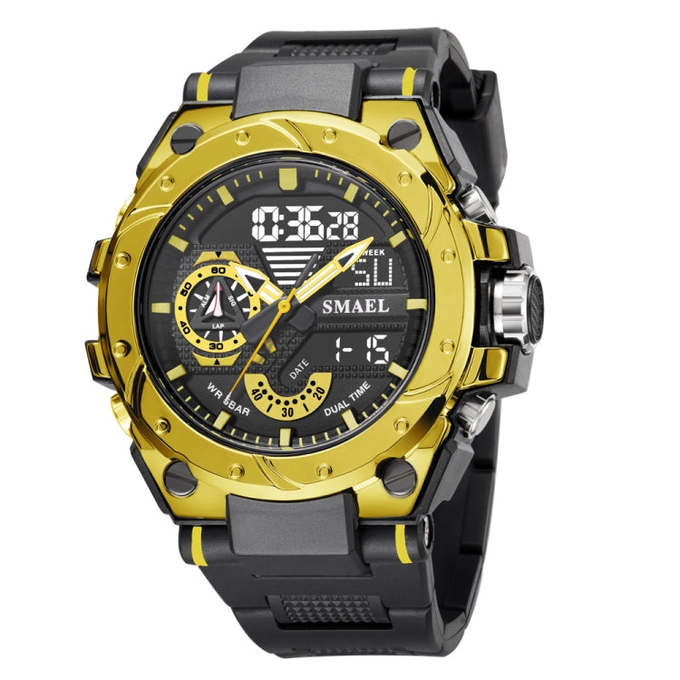 SMAEL 8060 Waterproof Sports Alloy Men Watch Luminous Display HD Mirror Watch(Black Gold) - LED Digital Watches by SMAEL | Online Shopping South Africa | PMC Jewellery | Buy Now Pay Later Mobicred