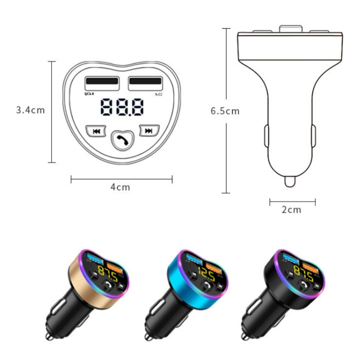 Car MP3 Bluetooth Player FM Transmitter Multifunctional Car Charger, Model: 4.8A Black - Bluetooth Car Kits by PMC TechLife | Online Shopping South Africa | PMC TechLife