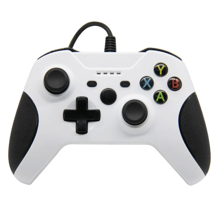 For XBOX One / PC HS-XO304 Wired Handle Dual Vibration With Headphone Jack, Cable Length: 1.8m(White) - Gamepad by PMC Jewellery | Online Shopping South Africa | PMC Jewellery