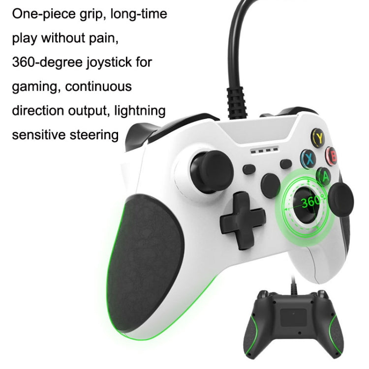 For XBOX One / PC HS-XO304 Wired Handle Dual Vibration With Headphone Jack, Cable Length: 1.8m(White) - Gamepad by PMC Jewellery | Online Shopping South Africa | PMC Jewellery