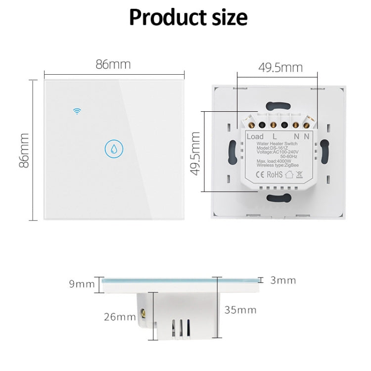 WIFI 20A Water Heater Switch Black High Power Time Voice Control EU Plug - Smart Switch by PMC TechLife | Online Shopping South Africa | PMC TechLife | Buy Now Pay Later Mobicred