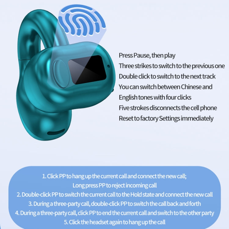 M10 IPX5 Waterproof Ear Clip Bluetooth Earphones, Style: Single Green - Bluetooth Earphone by PMC TechLife | Online Shopping South Africa | PMC TechLife
