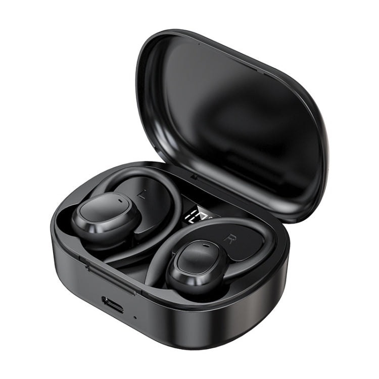 S260 Hanging Ear With Charging Bin Digital Display Stereo Bluetooth Earphones(Black) - Bluetooth Earphone by PMC TechLife | Online Shopping South Africa | PMC TechLife