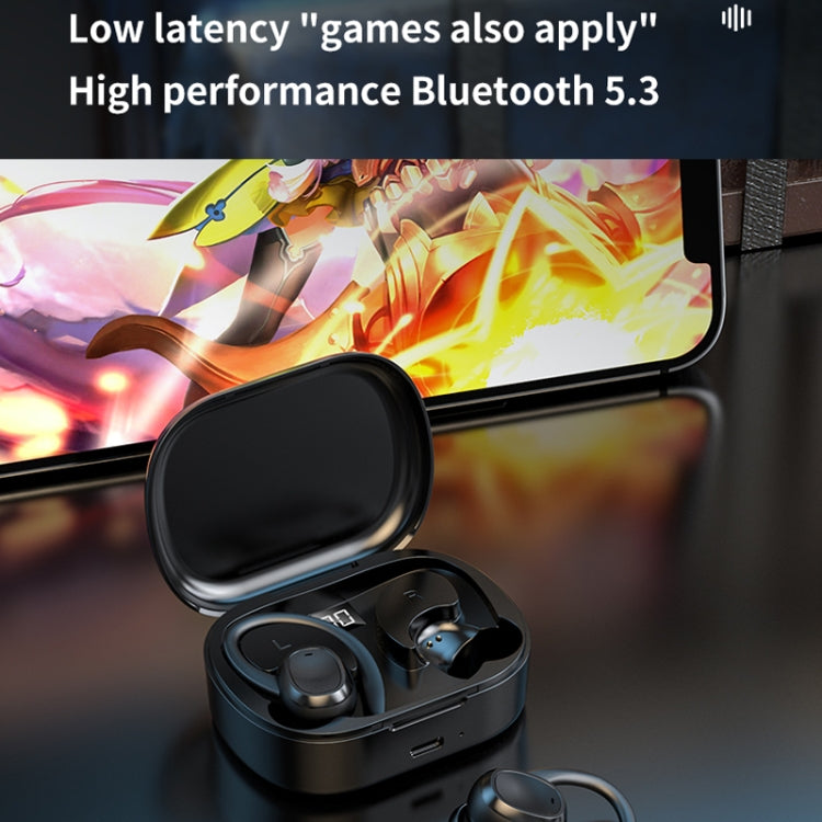 S260 Hanging Ear With Charging Bin Digital Display Stereo Bluetooth Earphones(Black) - Bluetooth Earphone by PMC TechLife | Online Shopping South Africa | PMC TechLife