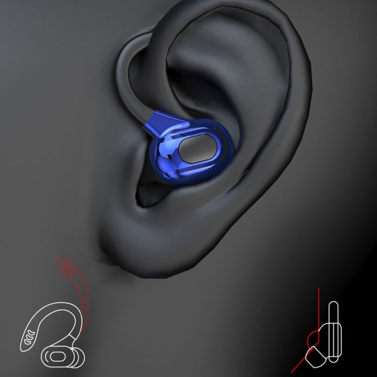 F8 Hanging Ear Stereo Wireless Bluetooth Earphones With Charging Bin(Blue Double Ear) - Bluetooth Earphone by PMC TechLife | Online Shopping South Africa | PMC TechLife