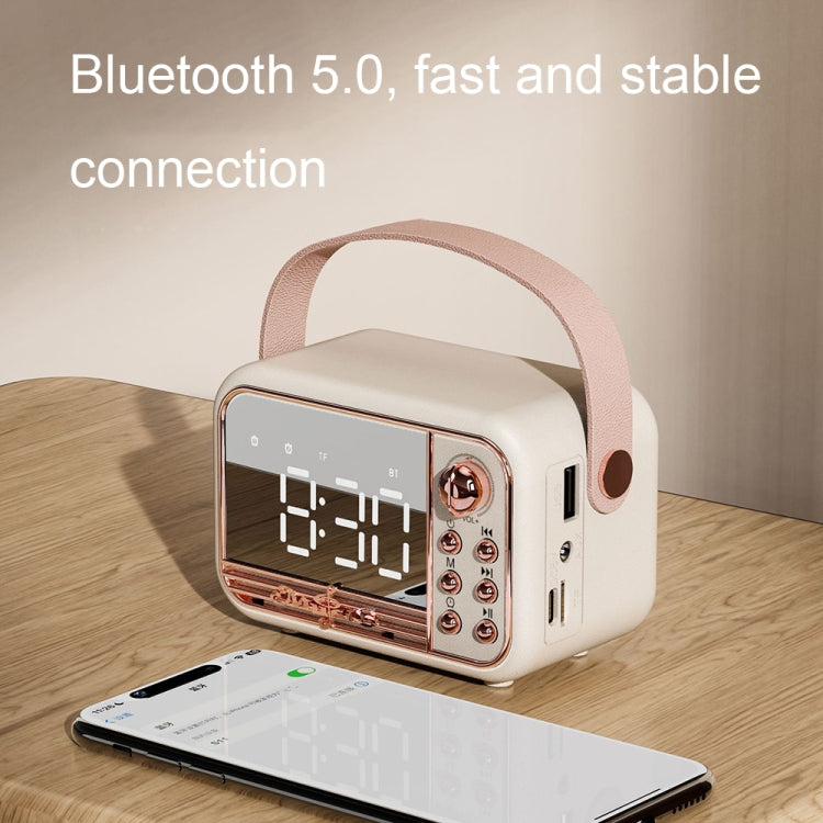 S11 Handheld Retro Alarm Clock Bluetooth Speaker Desktop Portable Clock(Pink) - Desktop Speaker by PMC Jewellery | Online Shopping South Africa | PMC Jewellery