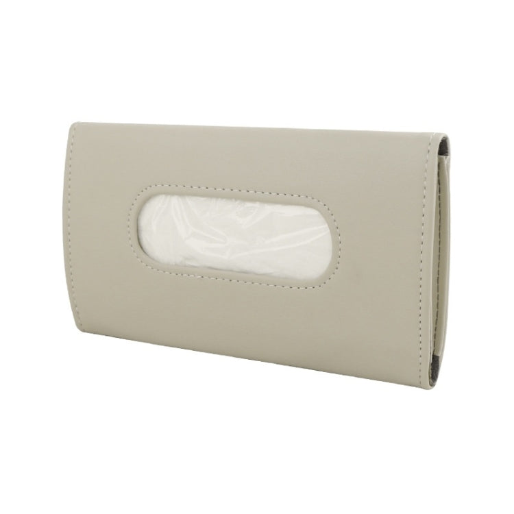 Car Sun Visor Tissue Holder Leather Hanging Storage Box(Beige) - Tissue Boxes by PMC TechLife | Online Shopping South Africa | PMC TechLife