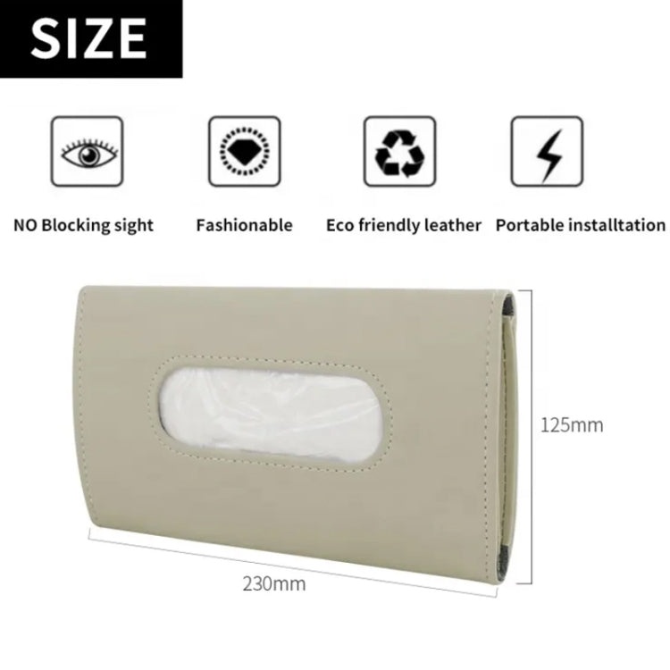 Car Sun Visor Tissue Holder Leather Hanging Storage Box(Beige) - Tissue Boxes by PMC TechLife | Online Shopping South Africa | PMC TechLife