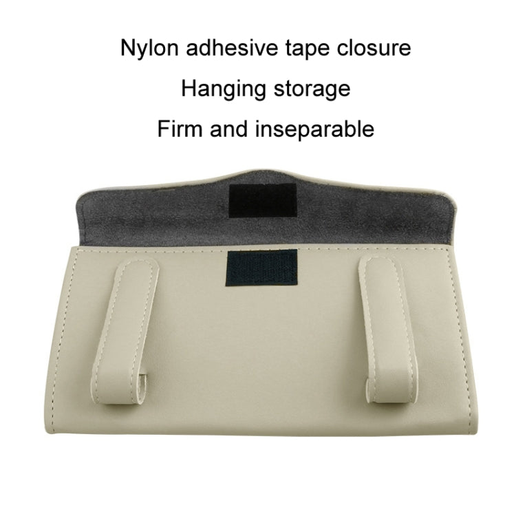 Car Sun Visor Tissue Holder Leather Hanging Storage Box(Beige) - Tissue Boxes by PMC TechLife | Online Shopping South Africa | PMC TechLife