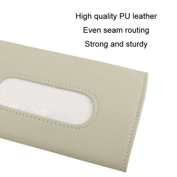 Car Sun Visor Tissue Holder Leather Hanging Storage Box(Beige) - Tissue Boxes by PMC TechLife | Online Shopping South Africa | PMC TechLife