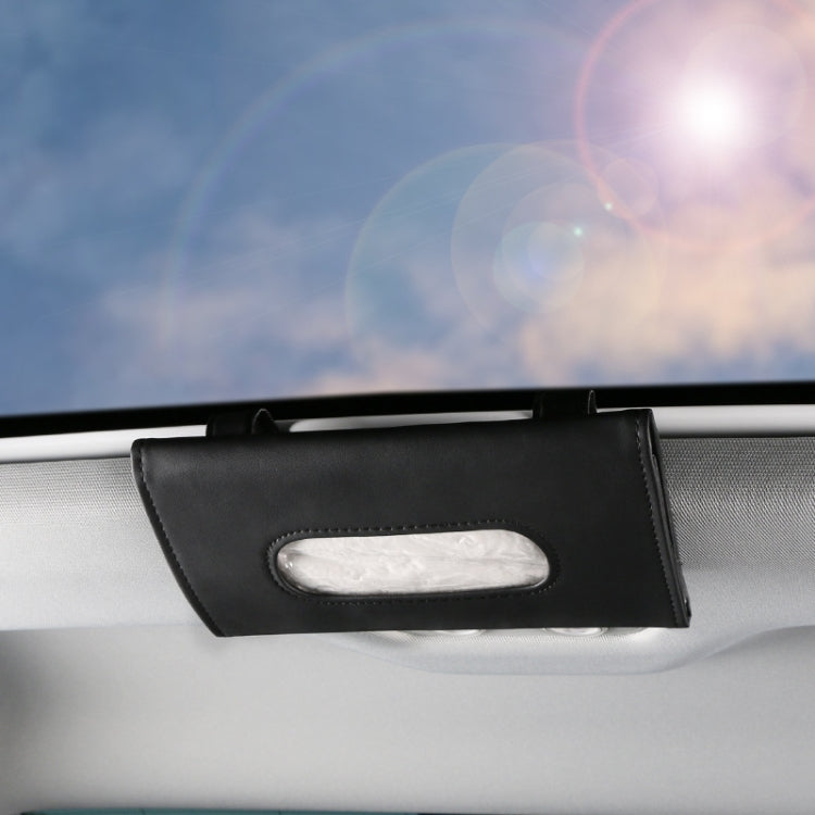 Car Sun Visor Tissue Holder Leather Hanging Storage Box(Beige) - Tissue Boxes by PMC TechLife | Online Shopping South Africa | PMC TechLife