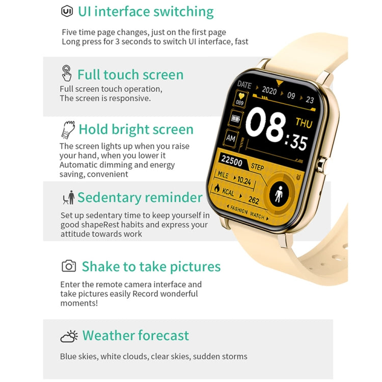 H10 1.69 inch Screen Bluetooth Call Smart Watch, Support Heart Rate/Blood Pressure/Sleep Monitoring, Color: Gold Net+Silicone - Smart Wear by PMC Jewellery | Online Shopping South Africa | PMC Jewellery