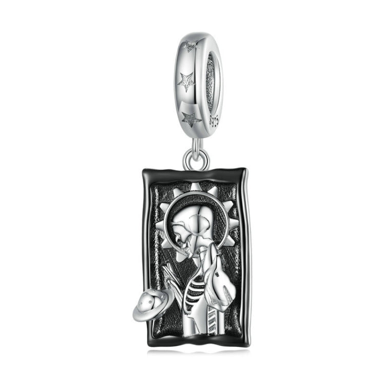 SCC2426 Sterling Silver S925 Tarot Card Pendant Bracelet Black Gold Plated Retro Pendant -  by PMC Jewellery | Online Shopping South Africa | PMC Jewellery