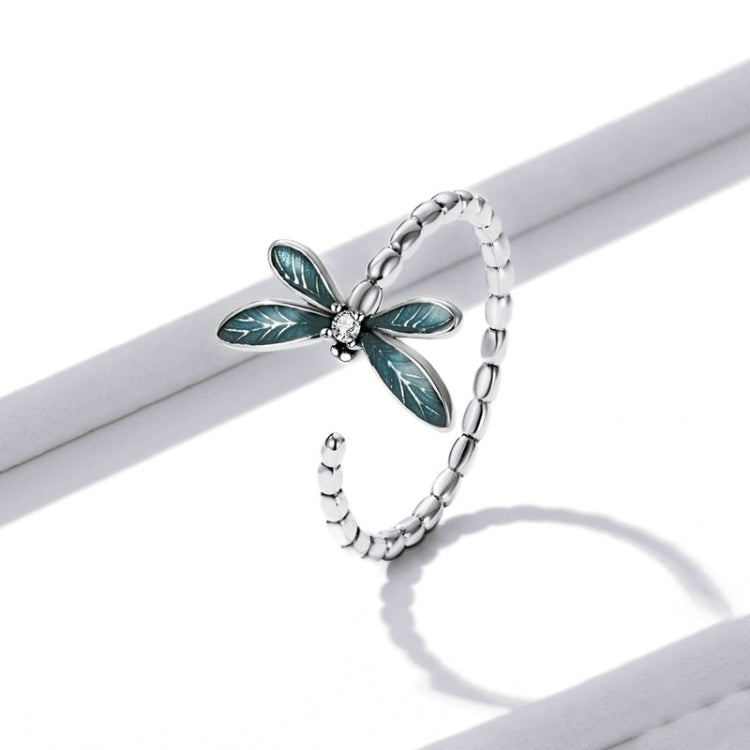 BSR216 Sterling Silver S925 Zircon Vintage Dragonfly Open Ring -  by PMC Jewellery | Online Shopping South Africa | PMC Jewellery