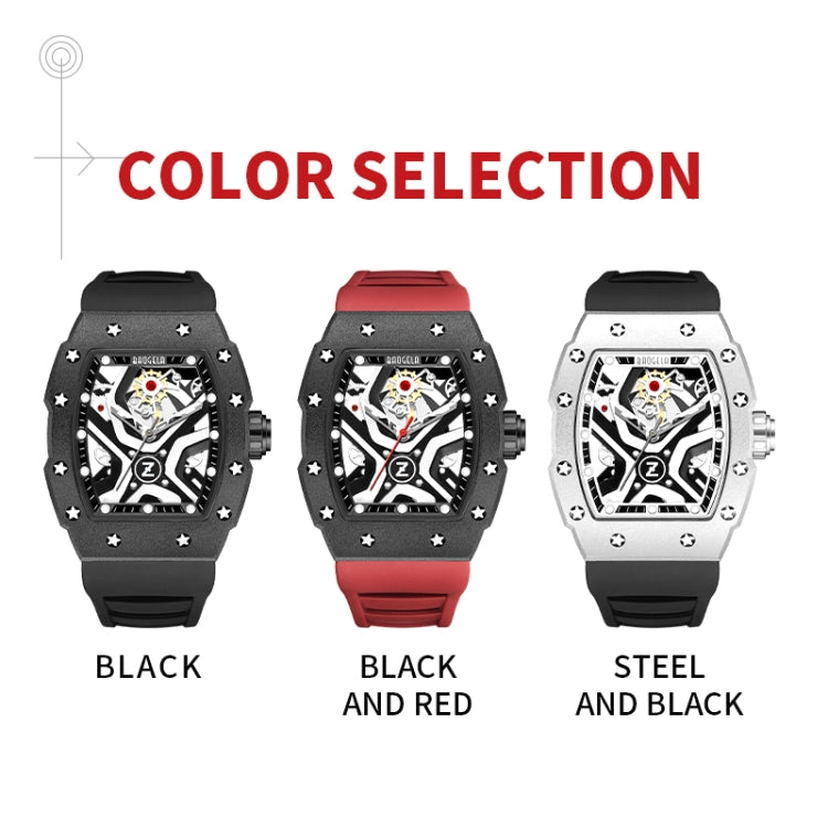 BAOGELA 224143 Barrel-shaped Hollow Surface Silicone Luminous Sports Men Watch(Black Shell Red Belt) - Silicone Strap Watches by BAOGELA | Online Shopping South Africa | PMC Jewellery