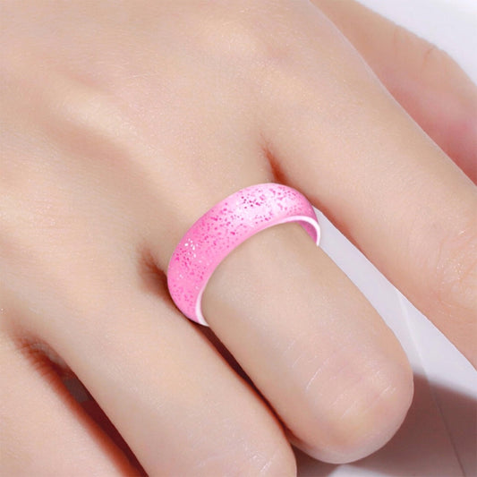 SH100 5.7mm Wide Silicone Ring Glitter Couple Ring No.5(Pink red) - Rings by PMC Jewellery | Online Shopping South Africa | PMC Jewellery