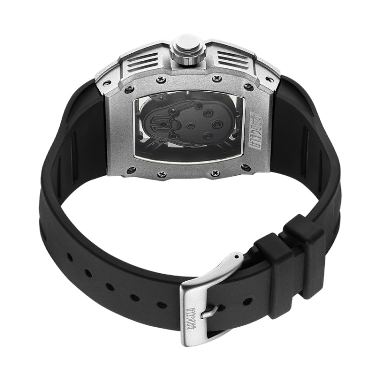 BAOGELA 224147 Wine Barrel Shaped Hollow Night Light Waterproof Sports Silicone Men Watch(Black Shell Red Belt) - Silicone Strap Watches by BAOGELA | Online Shopping South Africa | PMC Jewellery | Buy Now Pay Later Mobicred