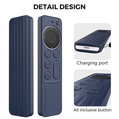 For Apple TV Siri Remote 2/3 AhaStyle PT166 Remote Controller Silicone Protective Case Striped Non-Slip Anti-Drop Cover(Midnight Blue) - Remote Control Covers by AhaStyle | Online Shopping South Africa | PMC Jewellery