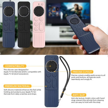 For Apple TV Siri Remote 2/3 AhaStyle PT166 Remote Controller Silicone Protective Case Striped Non-Slip Anti-Drop Cover(Midnight Blue) - Remote Control Covers by AhaStyle | Online Shopping South Africa | PMC Jewellery