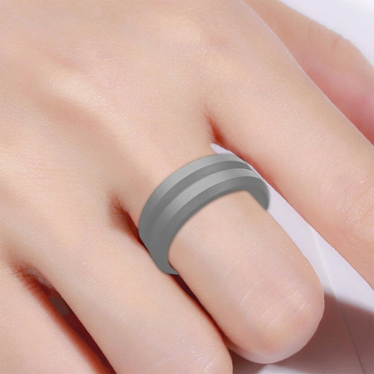 SiR053 V Shaped Grooved Edge Silicone Ring Outdoor Sports Couple Ring No.12(Light Gray) - Rings by PMC Jewellery | Online Shopping South Africa | PMC Jewellery