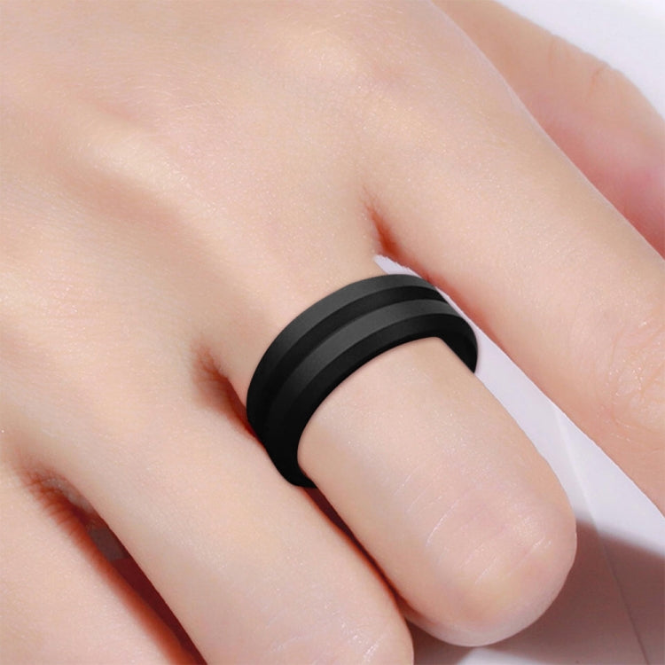 SiR053 V Shaped Grooved Edge Silicone Ring Outdoor Sports Couple Ring No.13(Black) - Rings by PMC Jewellery | Online Shopping South Africa | PMC Jewellery